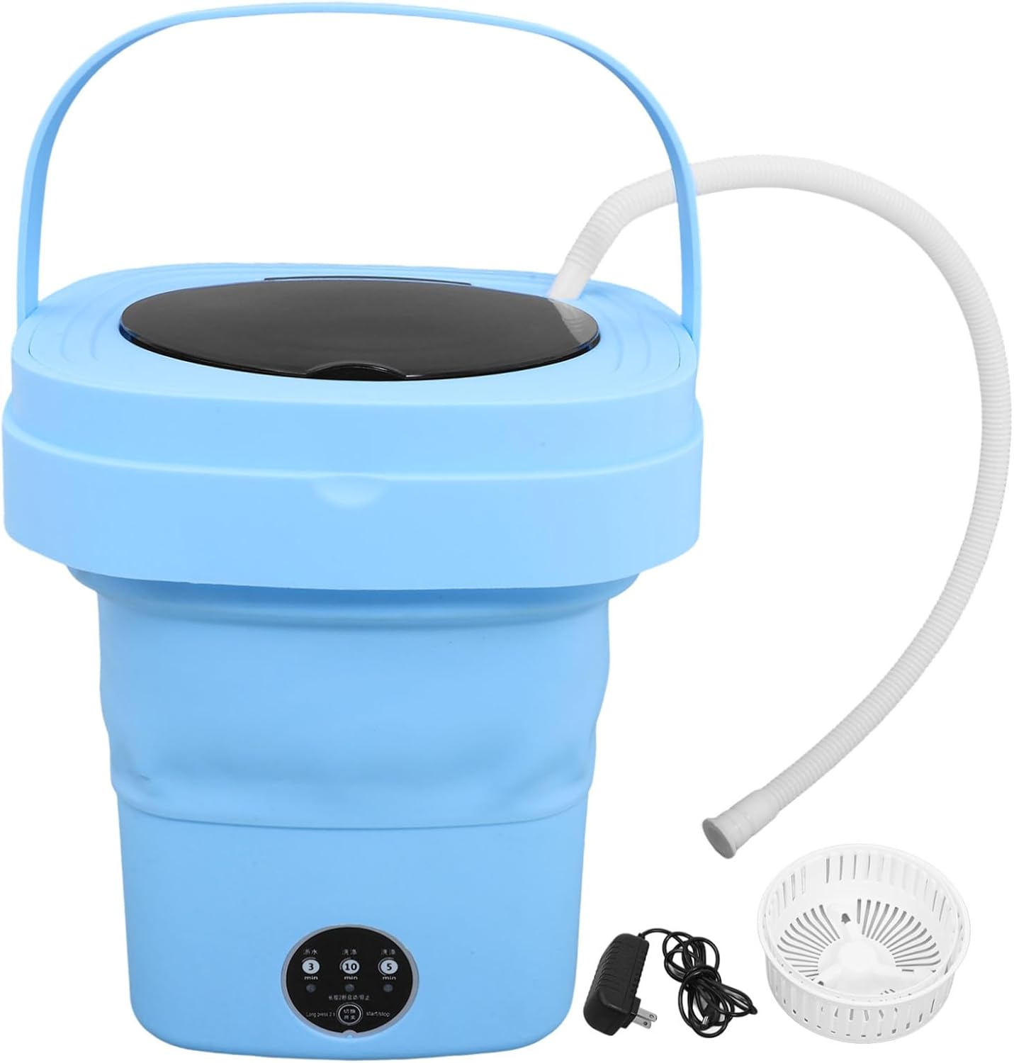 DOITOOL Portable Mini Folding Washing Machine with Drainage Basket and Pipe Small Collapsible Washer for Travel Dorm Apartment and Home Use Automatic Compact Laundry Cleaner US Plug