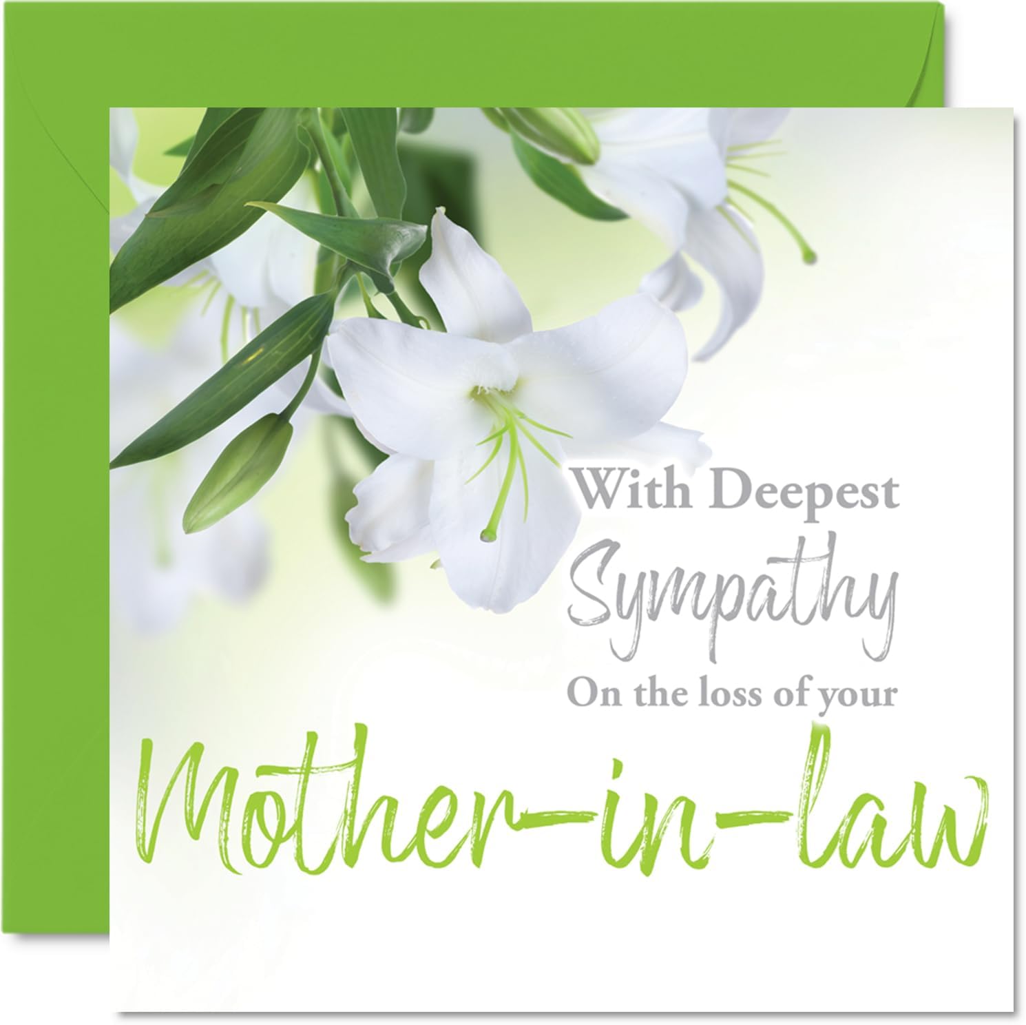 Sympathy Cards - With Deepest Sympathy On The Loss Of Your Mother in law Card - Sorry Mourning Bereavement Cards for Adults, 145mm Condolences Thinking of You Card, Floral Greeting