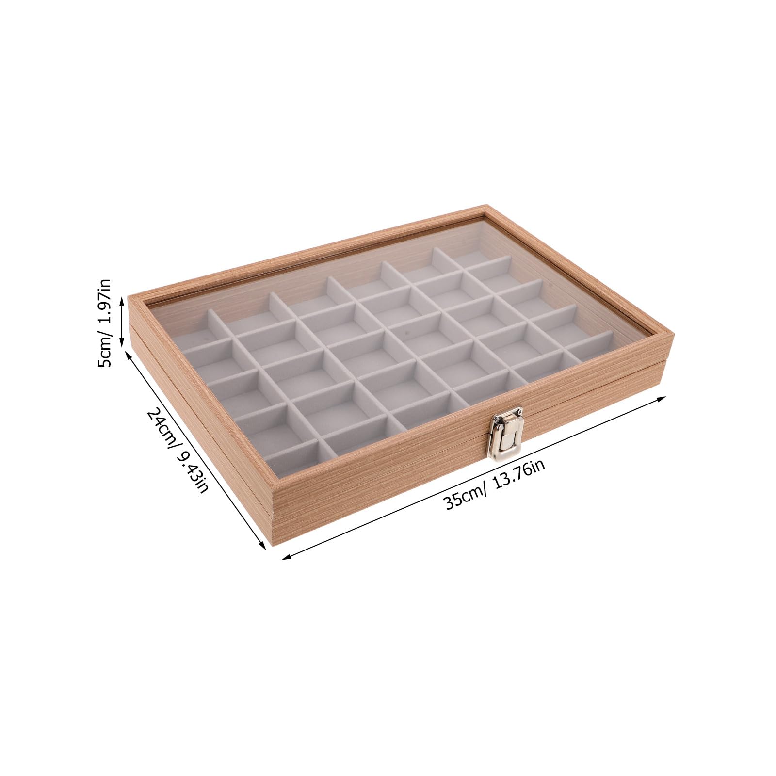 Operitacx Aufbewahrungsbox für Steinsammlungen mit 30 Fächern und Deckel | Beige, 35, 00x24, 00x5, 00cm, Geteilter Kasten für Mineralien, Kristalle und Schmuck