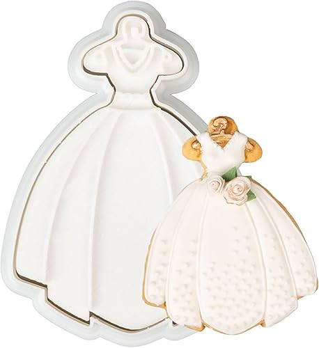 Flycalf Cortadores de galletas de boda con sellos de émbolo, dama de honor, despedida de soltera, vacaciones, accesorios de horneado de ácido