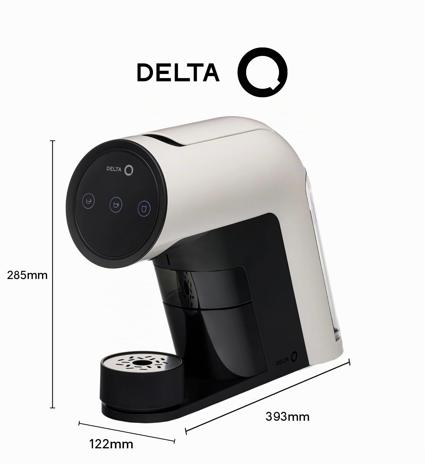 Delta Q Cafetera lconiQ Blanca+ 60 cápsulas - Cafetera de café de cápsulas + 1 pack de 40 cápsulas intensidad 10 + 1 pack 10 cápsulas descafeinado + 1 pack 10 cápsulas café con canela