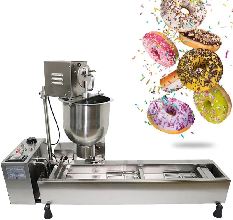 Donuts making machine,500 pcs/hour Mini single row donuts making machine/doughnut maker/frying Donuts Maker, timer control, auto counting, flipping, dropping