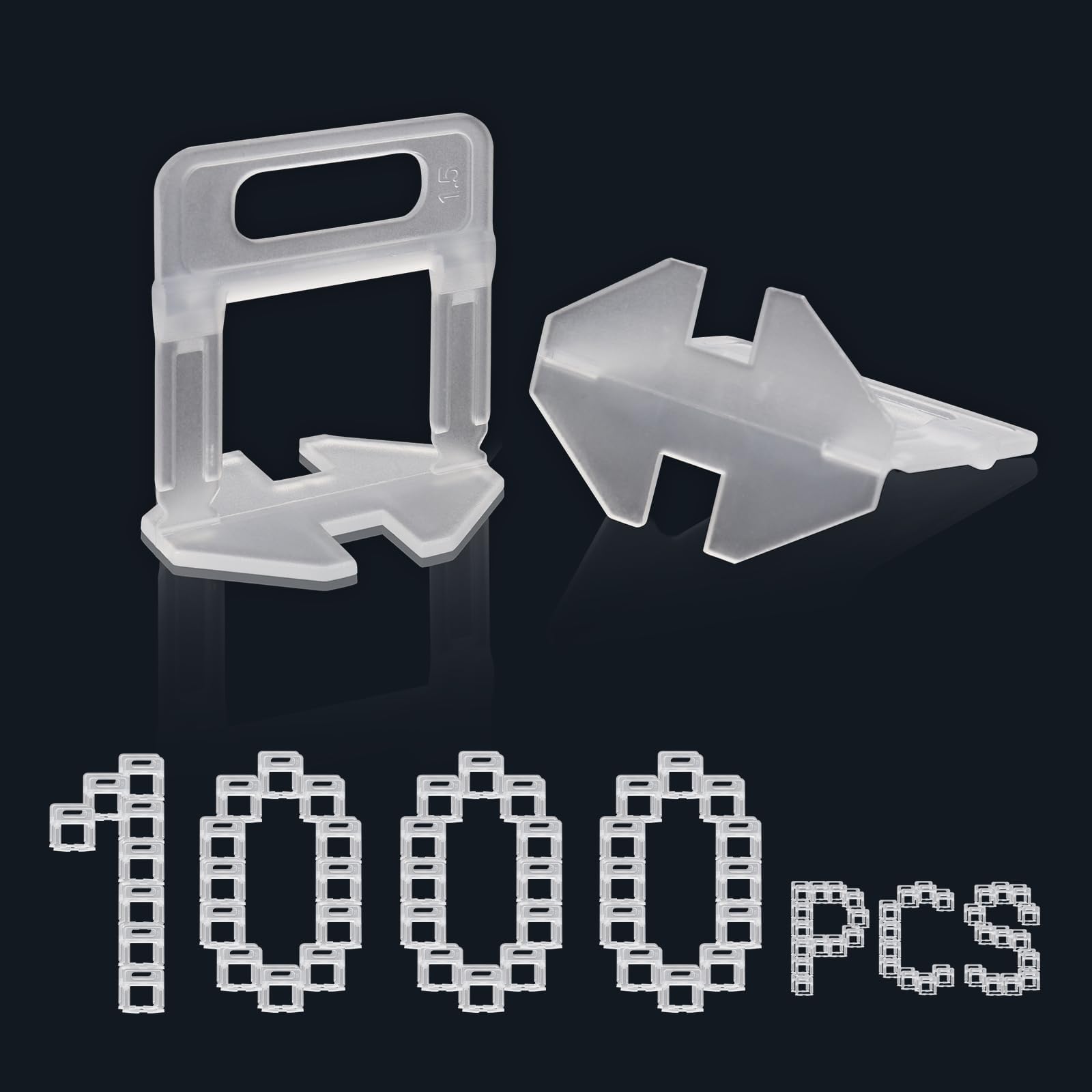 Système de Nivellement de Carrelage, Lot de 1000 Languettes de Traction, Largeur de Joint de 1,5 mm, Outil de Pose pour Carrelage de 3 à 15 mm de Hauteur, Aide à la Pose