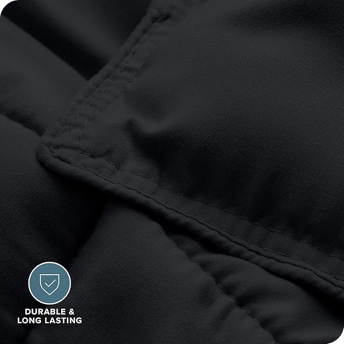 Ultra-Soft All-Season Comforter - Lightweight Feather & Down Fibers, Fluffy Medium Warmth, Premium Quality Duvet Insert, 100% Organic Cotton (Black, 90x102 Inch)