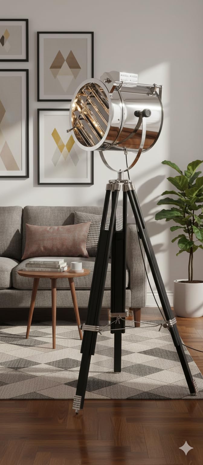 Hollywood studio LIGHT 卓上ライト　アメリカ　1980？ NauticalMart Hollywood Studio Search Light with Tripod Floor Lamp