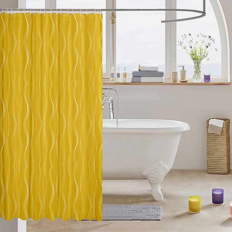 Tenda da doccia grigia e gialla Decorazione da bagno in tessuto per pittura in stile astratto con ganci Decorazioni per schermi da bagno impermeabili 220x180cm/87x71in(WxH