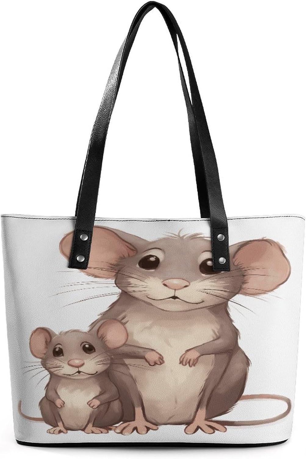 Mother And Child Rats Tote Bag for Women Top Handle Large Size Satchel Purse Ladies Chic Shoulder Bag Aesthetic Leather Shoulder Handbag for Work Travel Cute Casual Message Bags
