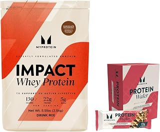 Myprotein Impact Protein Powder Chocolate Milkshake 5.5lb + Chocolate Raspberry Protein Wafer | High Protein Shake & Snack Bundle
