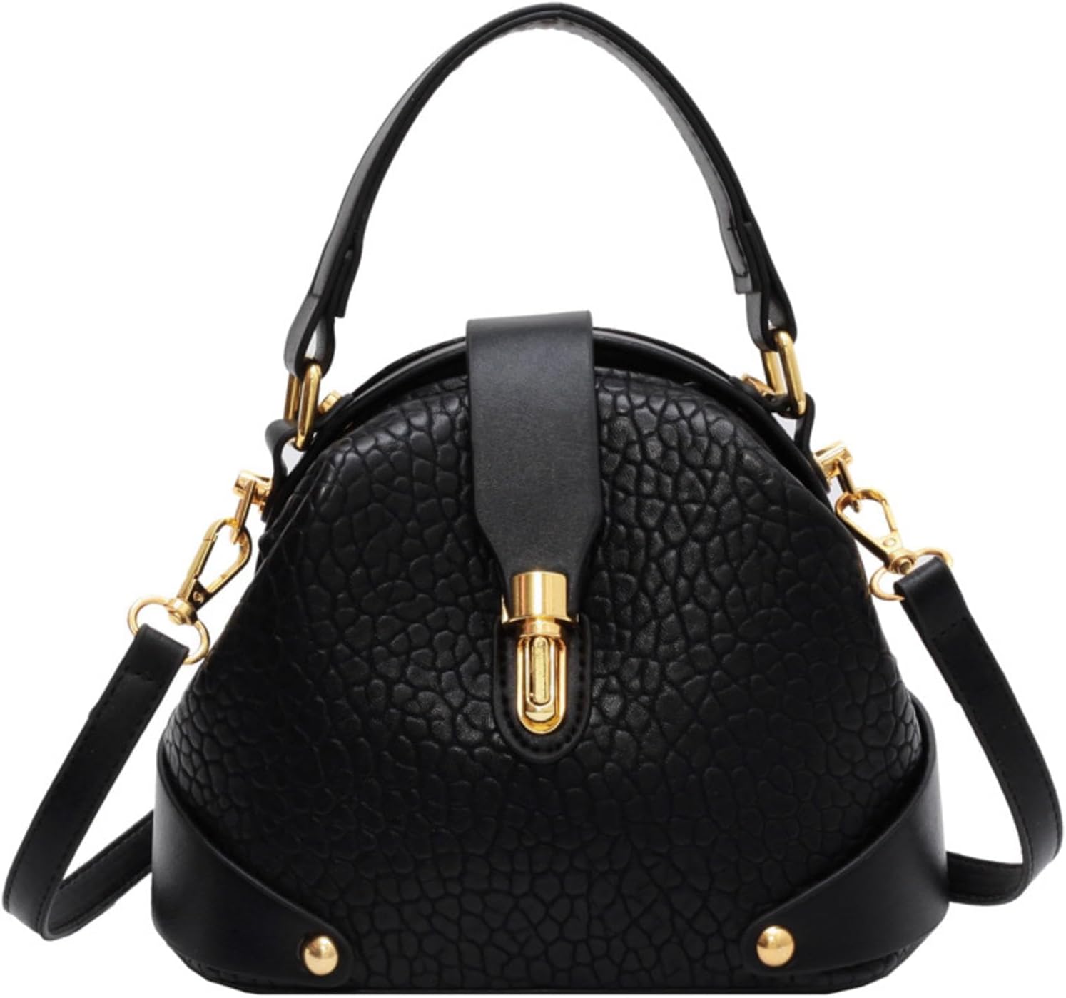 Korean Retro Genuine Leather Lychee Texture Shell Bag For Women Small Round Crossbody Handbag 3-Way Carry Shoulder Bag | Genuine leather, Lychee texture, Korean retro shell, 3-way carry, Compact capacity