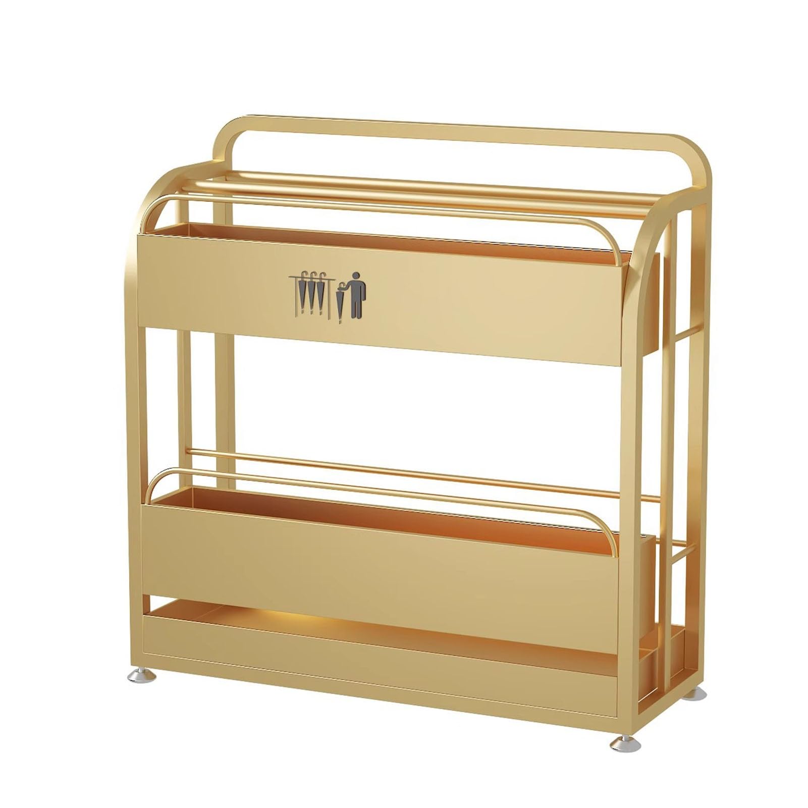 GHHVFEC Commercial Metal Umbrella Stand for Hallway, Entryway, Hotel, School, Café - Drip Tray Included, Holds 30-45 Umbrellas, Gold Finish, 39.4x9.8x27.6in