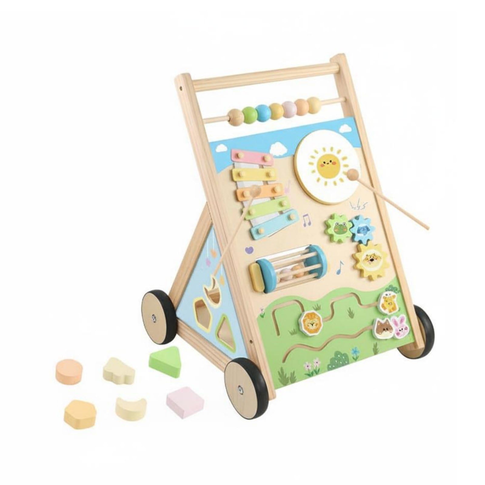 MagiDeal Carrello Bambini Giocattolo Attività Multifunzione Centro Interattivo Musica Spingibile con Xilofono Adatto a Apprendimento Infantile Gioco Domestico, Stile B