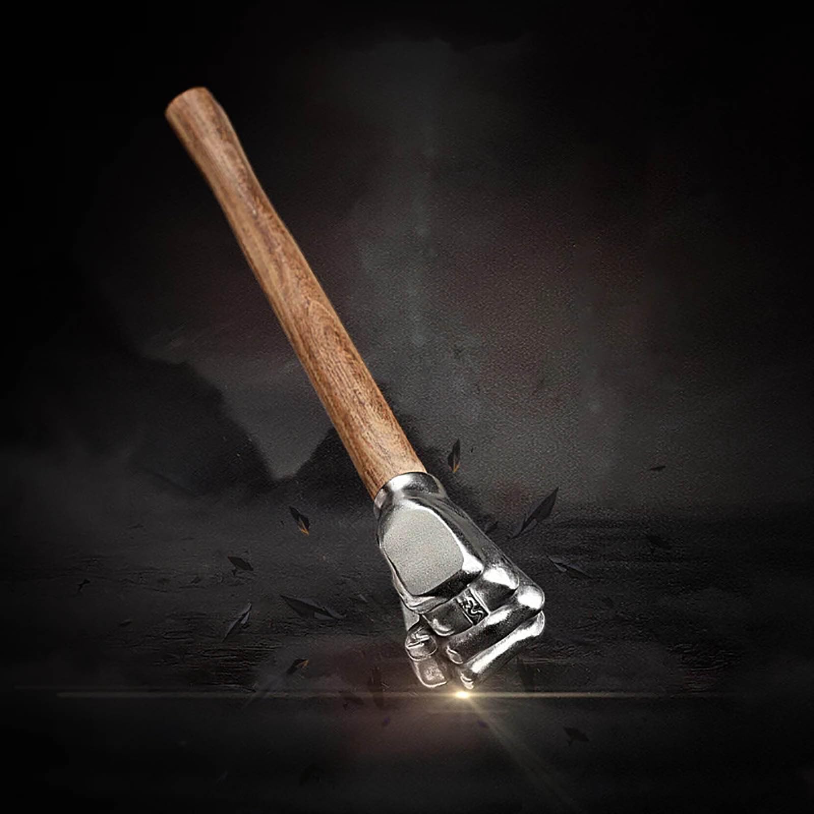 Edelstahl Faustform, Dekorativer Fausthammer, Hammer, für Zuhause, Auto, Outdoor, Camping, Rosen-Holzgriff, Bastelhammer, dekoratives Ornament, für leichte Aufgaben im Notfall
