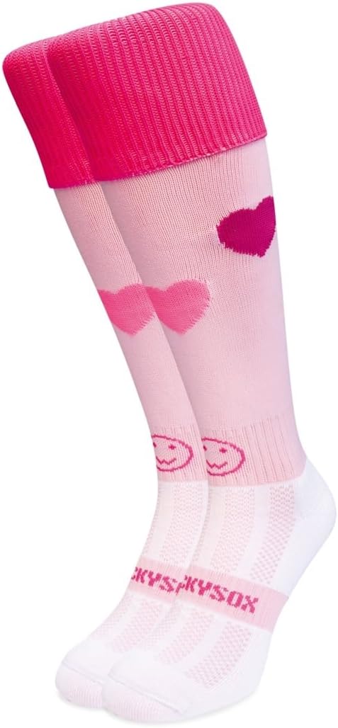 Love Hearts Knee Length Sports Socks, Rugby Socks, Hockey Socks