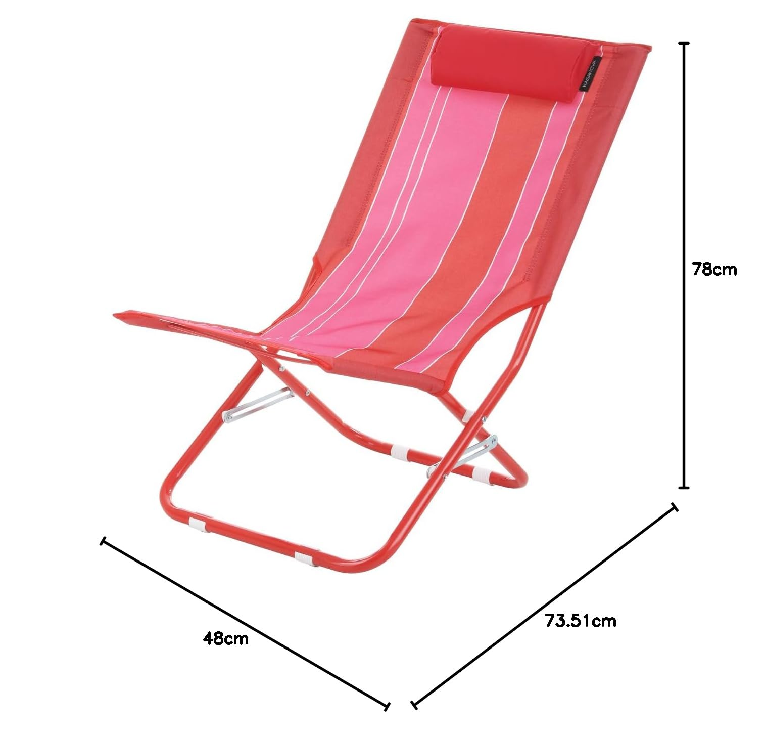 KASANOVA Plage pliante rouge avec appui-tête