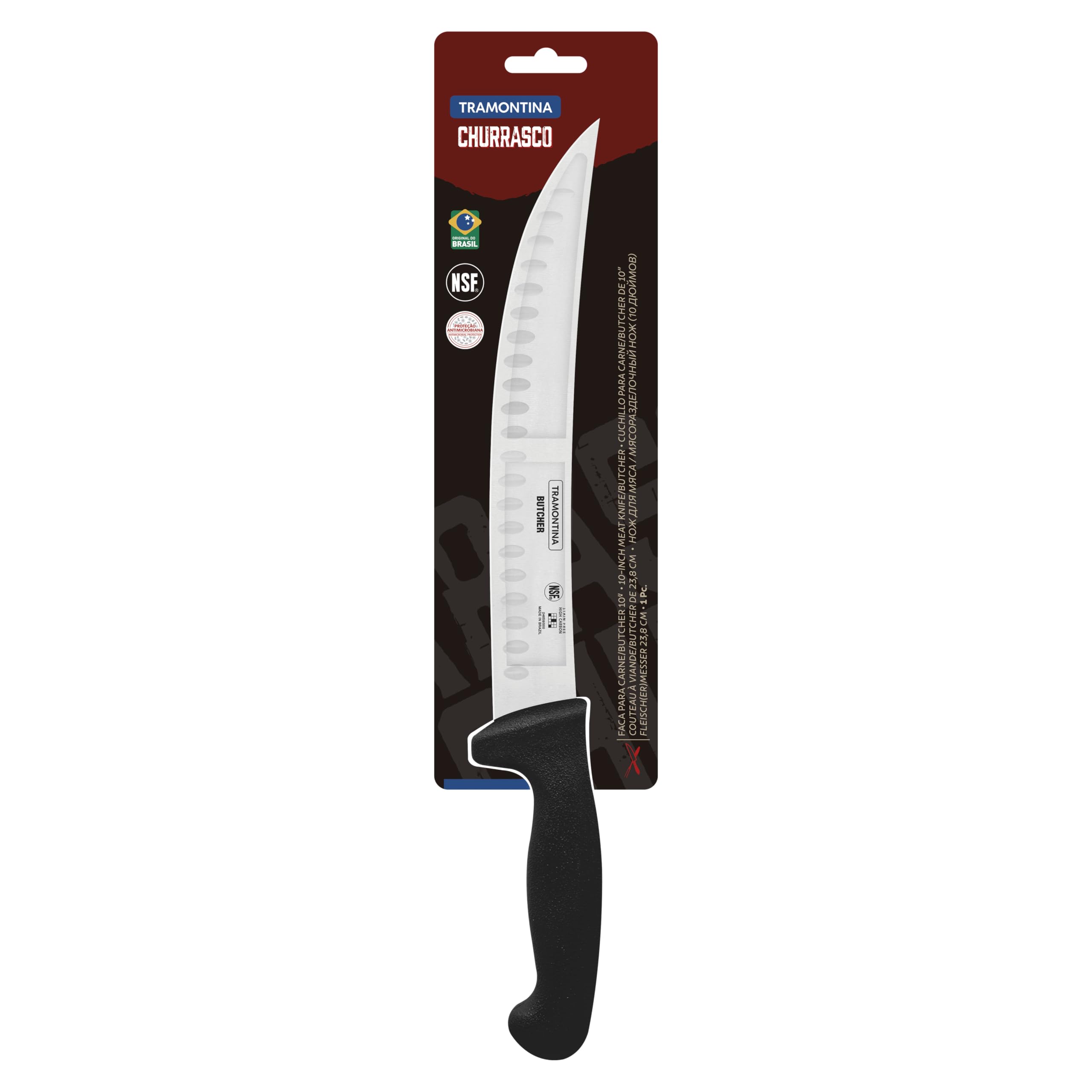 Tramontina Coltello Macellaio Curvo Alveolato, Professional Negro NSF 25 cm