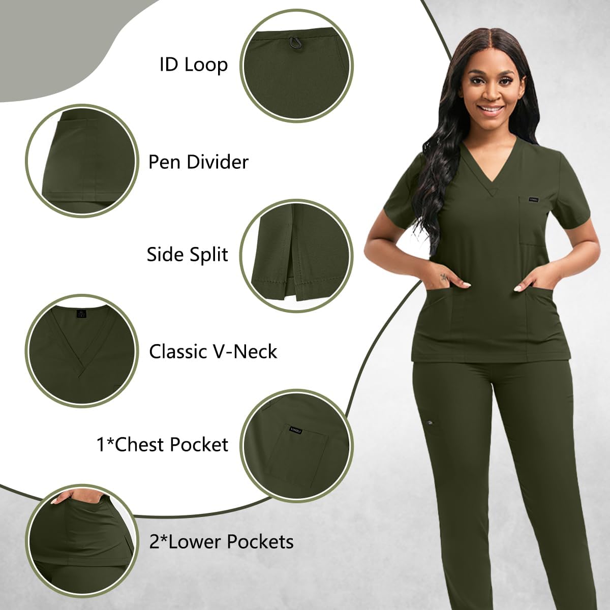 Scrubs for Women Set, Women's V-Neck Top & Jogger Scrub Pants - Image 4