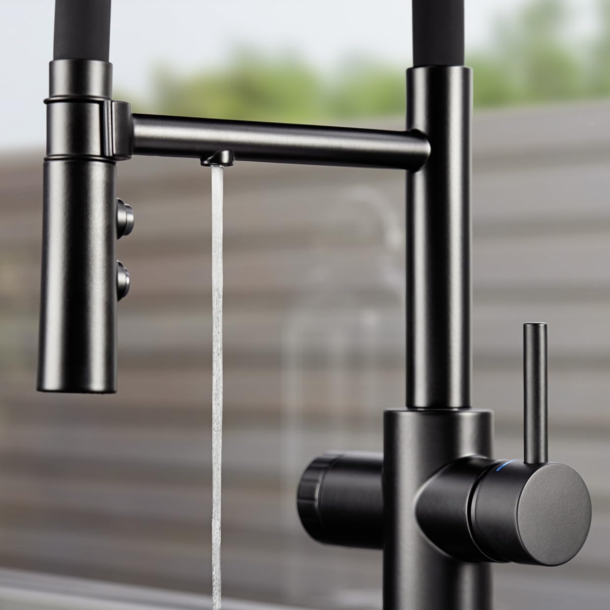 BLANCO Filtro CATRIS-S Flexo | Grifo de cocina cromado | Alta presión | Agua filtrada con filtro BWT | Cambio de chorro transparente a chorro de ducha | Calidad segura del agua y ahorro de agua
