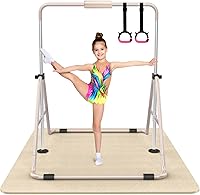Vista 13 de Tepemccu - Barras horizontales extensibles de entrenamiento con altura ajustable para gimnasia infantil, travesaño infantil plegable
