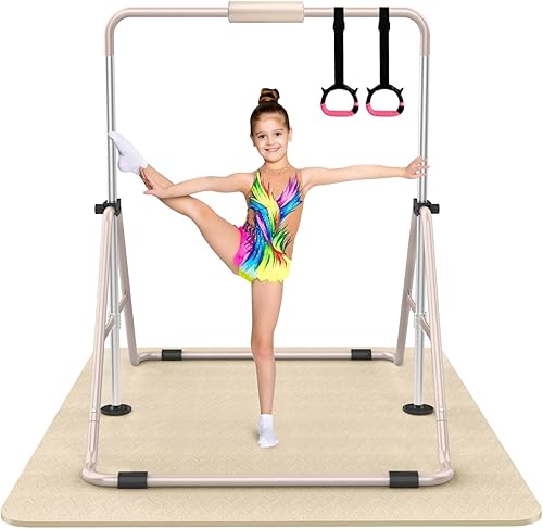 Miniatura 13 de Tepemccu - Barras horizontales extensibles de entrenamiento con altura ajustable para gimnasia infantil, travesaño infantil plegable