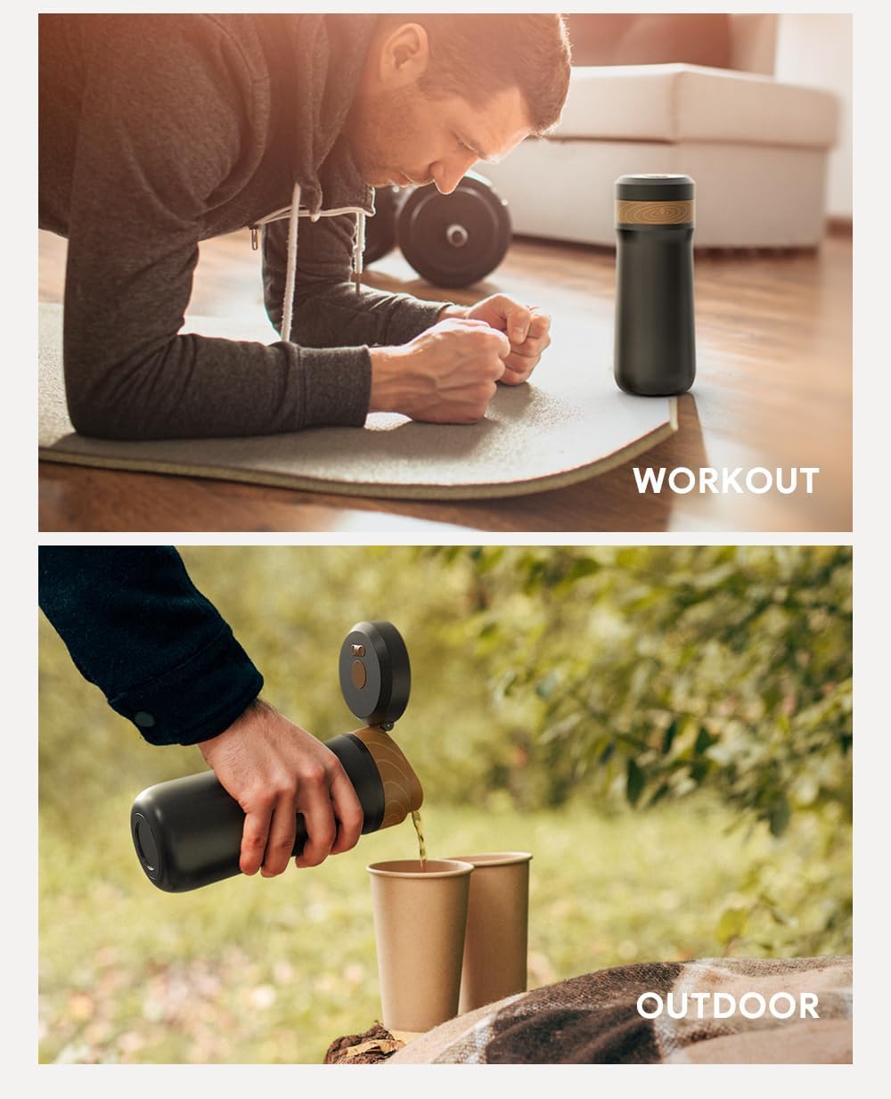 RECAFIMIL Portable French Press Stainless Steel Coffee Maker Travel French Press Insulated Bottle Cup - 320ml Portable Coffee Maker with Double Wall Insulation, Ideal for On - the - go Coffee Lovers