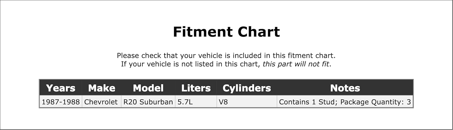 Front Exhaust Manifold Bolt and Spring Compatible With Chevrolet R20 Suburban 5.7L V8 1988 1987 P-3309241