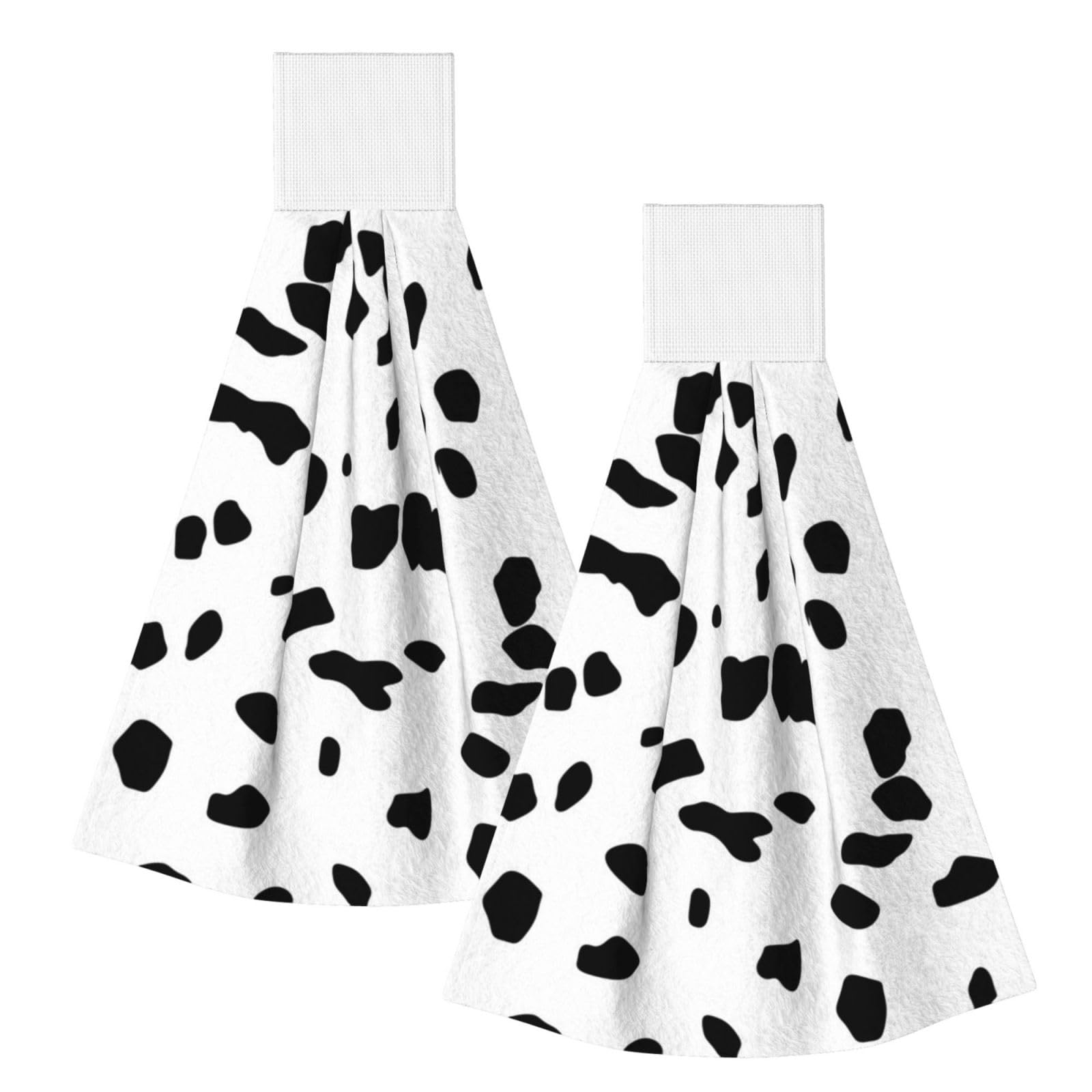 DOPKLNA Dalmatian Print, 2 Pcs Hanging Coral Fiber Hand Towels for Bathroom, Absorbent Kitchen Towels