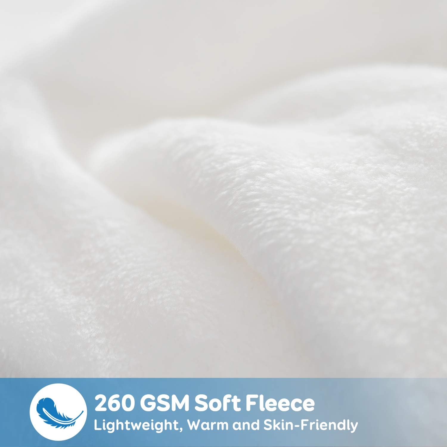 Topblan Fleece Blankets - King Size for All Seasons, Super Soft Fluffy Microfiber Flannel Plush Throw Blanket Lightweight, White