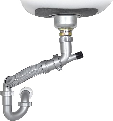 Snappy Trap - Kit de drenaje para fregadero de cocina individual, 1-12 pulgadas con trampa P flexible, kit de drenaje todo en uno para fregaderos de
