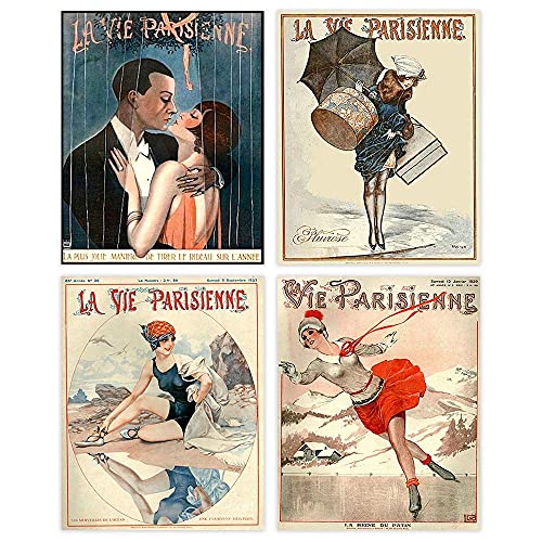 DREAM BIG PRINTABLES La Vie Parisienne Covers French Art Set (Set of 4) - Unframed - 8x10s