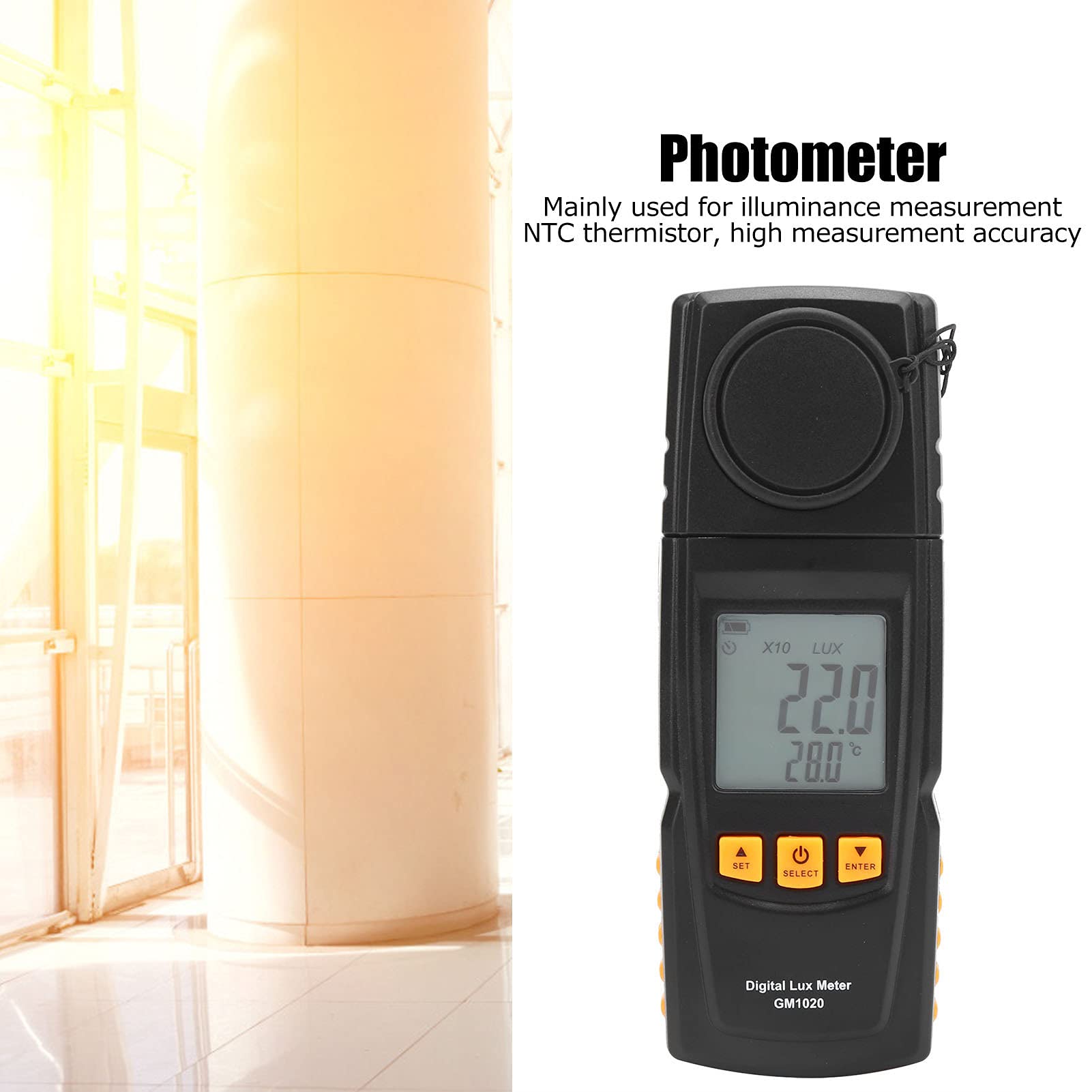 Cocoarm Misuratore di Luce Luxmetro Digitale ABS da 0 a 200000 Lux con Termistore Diodo Al Silicio Memorizzazione Dati Max Min per Rilievi sull'illuminazione Officine in Serra Utenti di Uffici