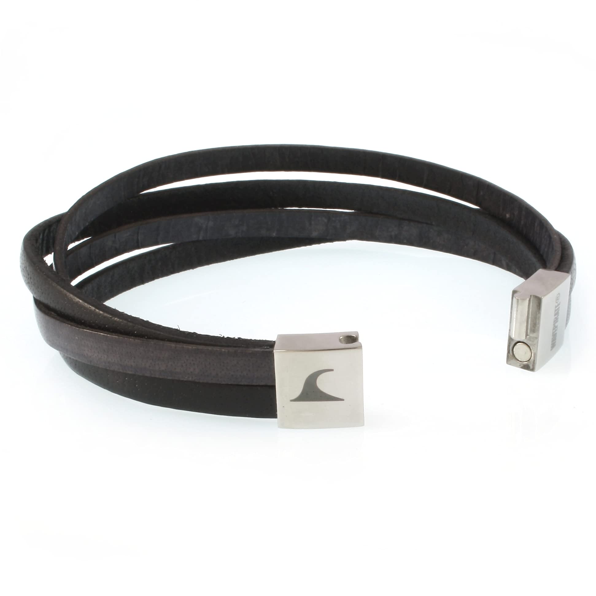 Echt Leder-Armband Twist Schwarz Grau Herren Männer