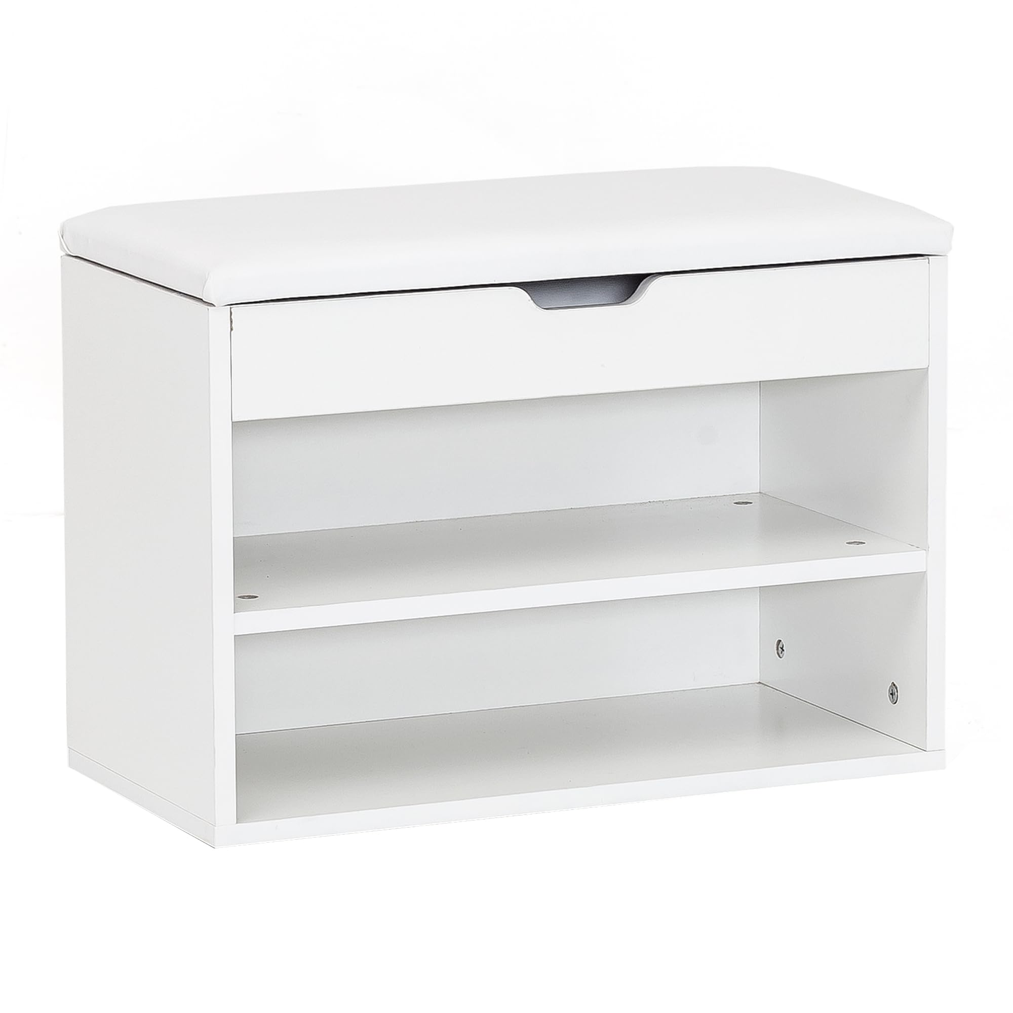 FineBuy Panca Portascarpe 60x30x40 cm Bianca Vano Contenitore