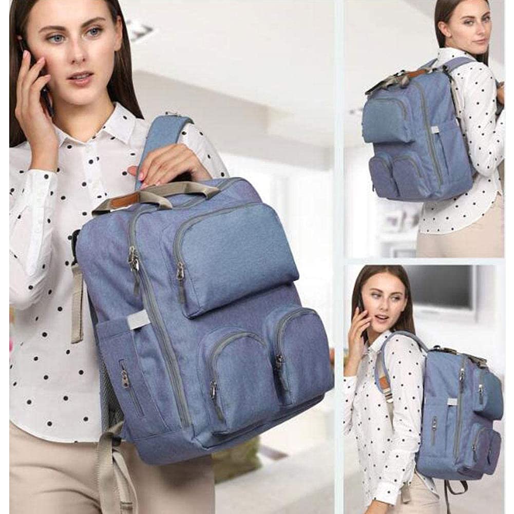 Zaino Mamma Multifunzione, Neonato Fasciatoio Bambino Impermeabile Borsa Grande capacità, Borsa Fasciatoio Passeggino Universale, 2 Tasche isolanti Bottiglia per Viaggiare papà (Color : Blue)