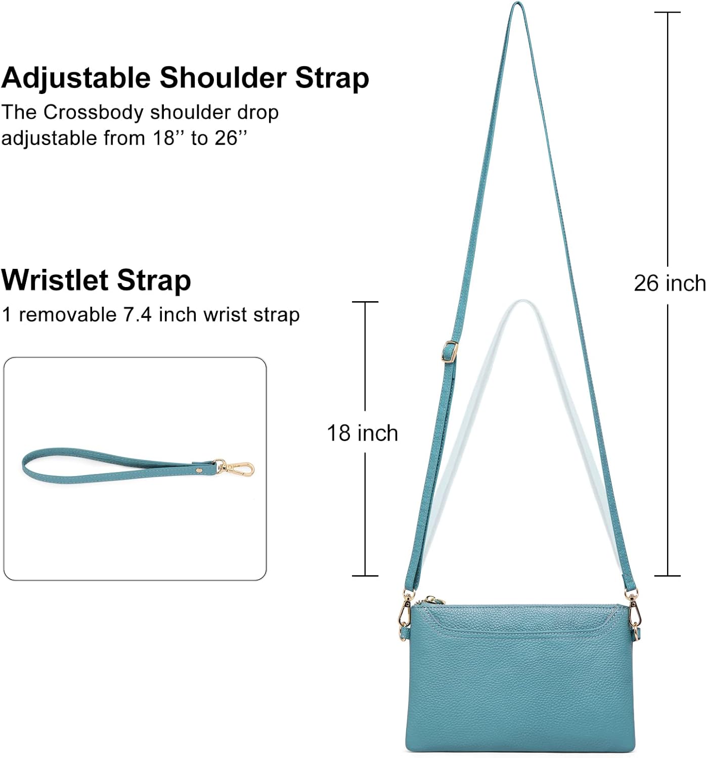 SENDEFN Leather Wristlet Clutch Small Women Crossbody Shoulder Bag Wallet Purses RIFD Card Slots - Image 7