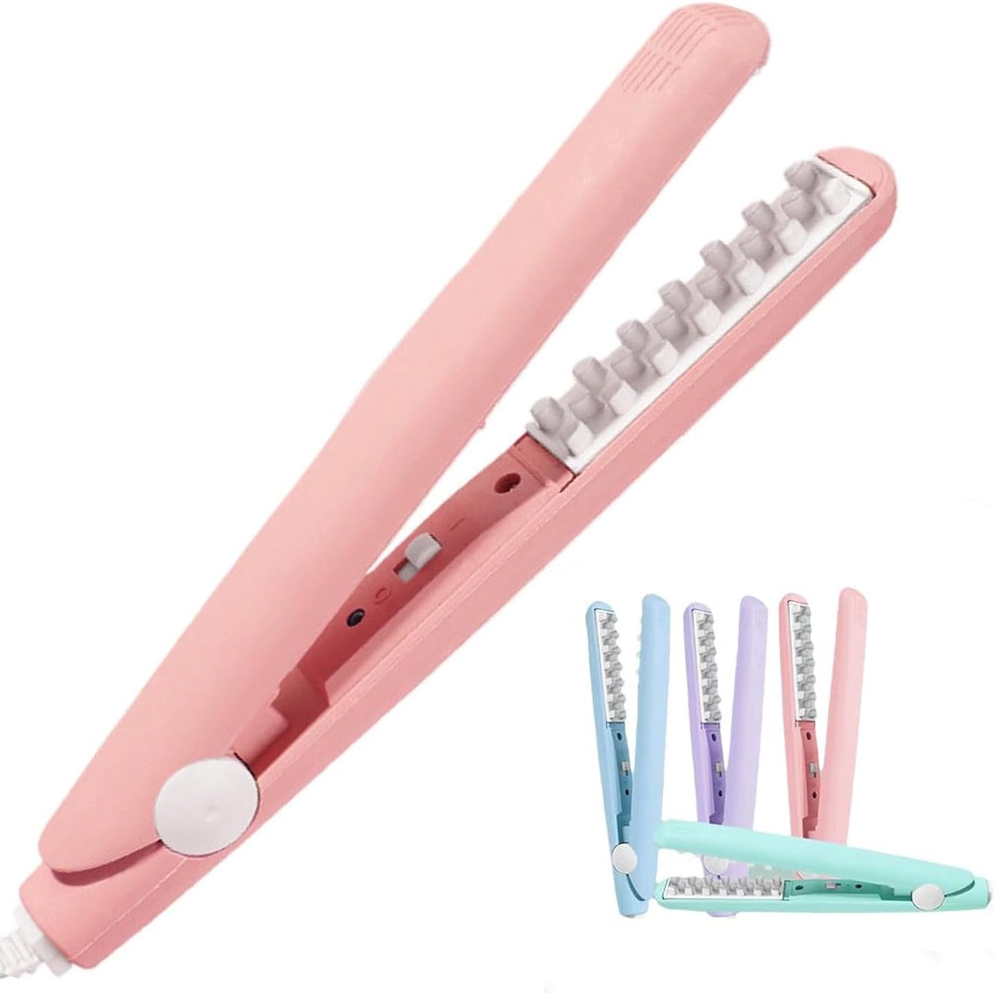 Mini Dual Purpose Curling Iron, 2-in-1 Mini Curling Iron, Draagbare Reiskrultang, Draagbare Mini Wave Hair Curling Iron, Reiskrultang, 2-in-1 Curling Wand En Stijltang(Pink)