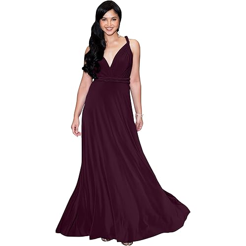 KOH KOH Womens Long Bridesmaid One Shoulder Convertible Wrap Cocktail Maxi Dress