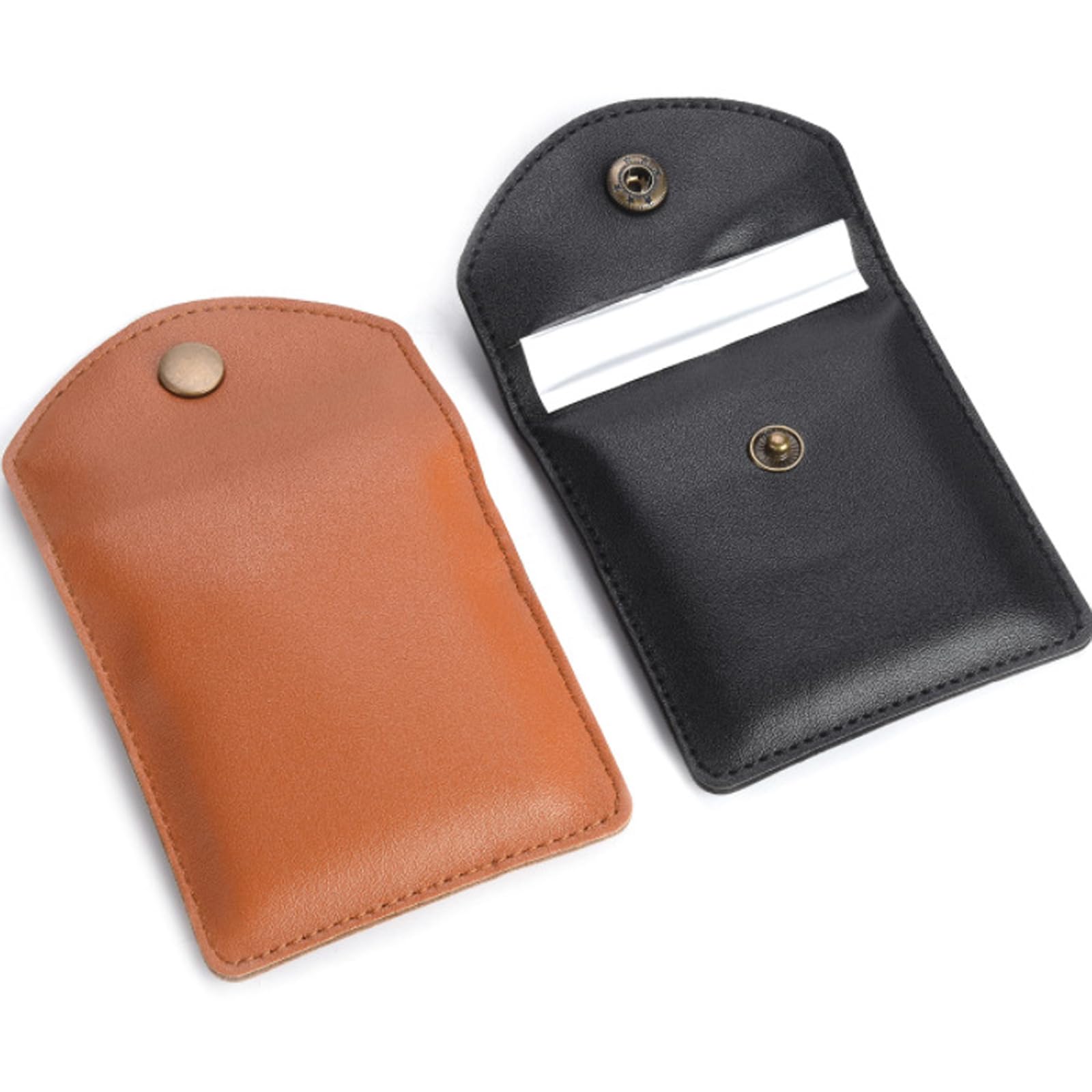 Cendrier de poche en cuir PU Mollensiuer - Lot de 2 modèles compacts marron et noir