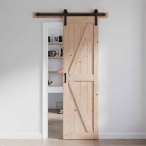 Miniatura 20 de FREDBECK Puertas de granero de 36 x 84 pulgadas (puertas dobles de 18 x 84 pulgadas) con kit de herrajes para puerta de granero de 6.6 pies y asa