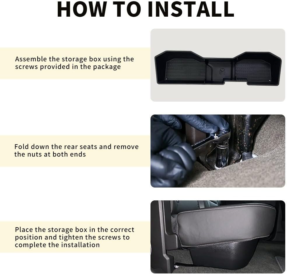 MAXDOM Under Seat Storage Fit for (2007-2018) Chevy Silverado 1500/GMC Sierra 1500 (2007-2019) 2500HD 3500HD Crew Cab Rear Underseat Organizer Box