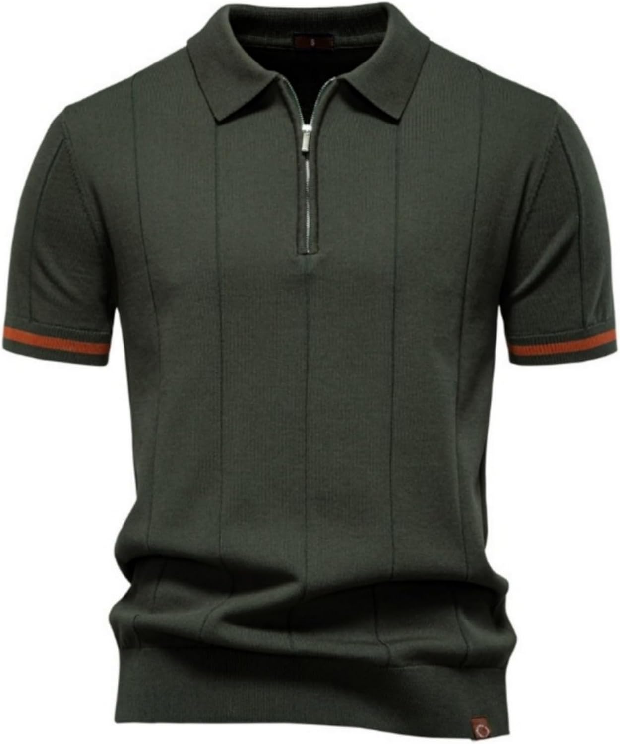 Men's Short-Sleeved Regular fit Knitted Polo Shirt Summer Golf Shirt Ribbed Stretch Lapel T-Shirt