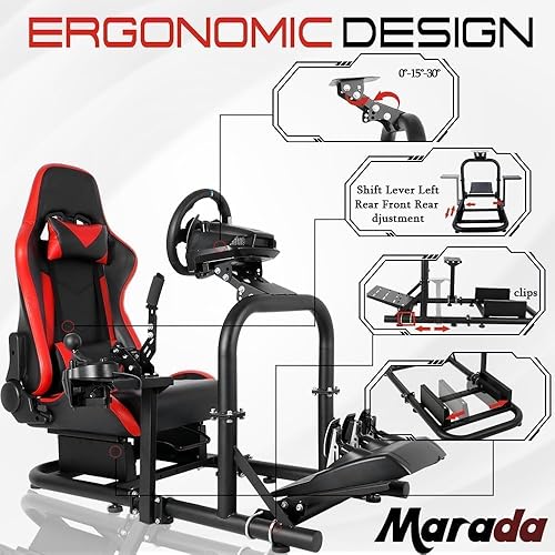 Miniatura 2 de Marada Racing Simulator Cockpit with Gaming Race Seat Fit for Logitech,Thrustmaster,Fanatec,G27 G29 G920 G923 T300RS GT,Steering Wheel Stand, 50mm
