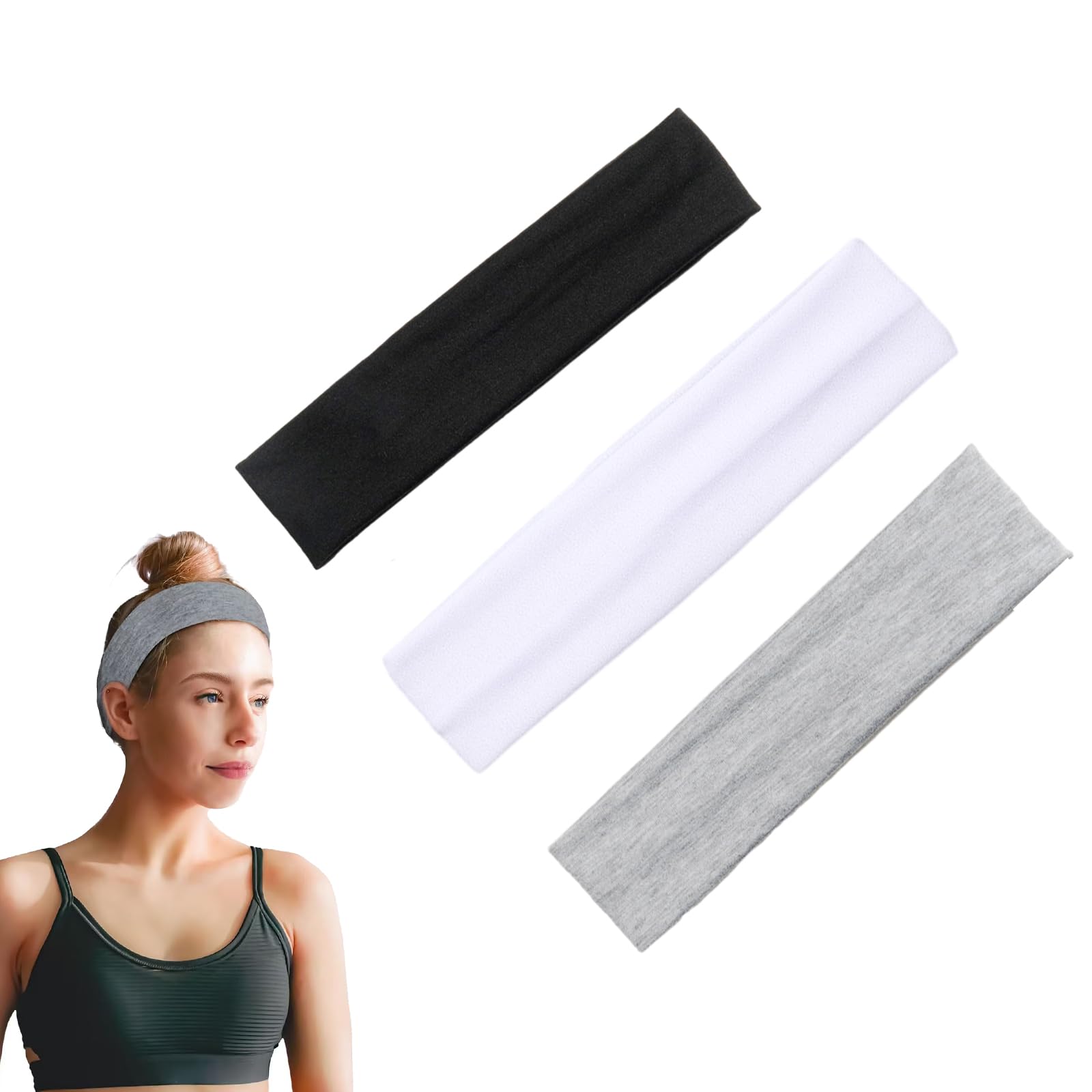 Jesries 12 Fasce Elastiche Per Capelli Donna - Multicolore, Morbide Per Sport E Yoga - 3