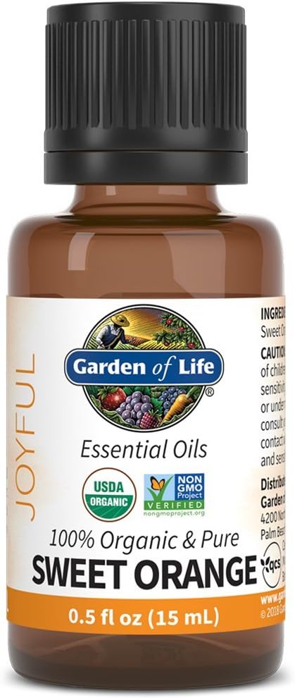 Essential Oil - Sweet Orange 0.5 fl oz (15mL), 100% USDA Organic & Pure, Clean, Undiluted & Non-GMO - for Diffuser, Aromatherapy, Meditation - Joyful, Calming, Balancing, Uplifting