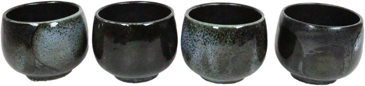 Set Of 1 Ceramic Midnight White Cherry Blossoms Sake Flask With 4 Cups Set