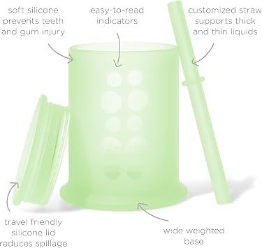 Olababy Silicone Training Cup with Straw Lid Bundle 5oz Mint + 5oz Kiwi