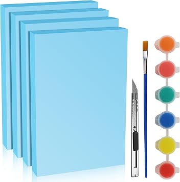 Blue 4 Pack 12"x7.5"x1" Foam Sheet 1" Thick Polystyrene Rectangle XPS Foam Board Craft Insulation DIY Modeling Art Supplies