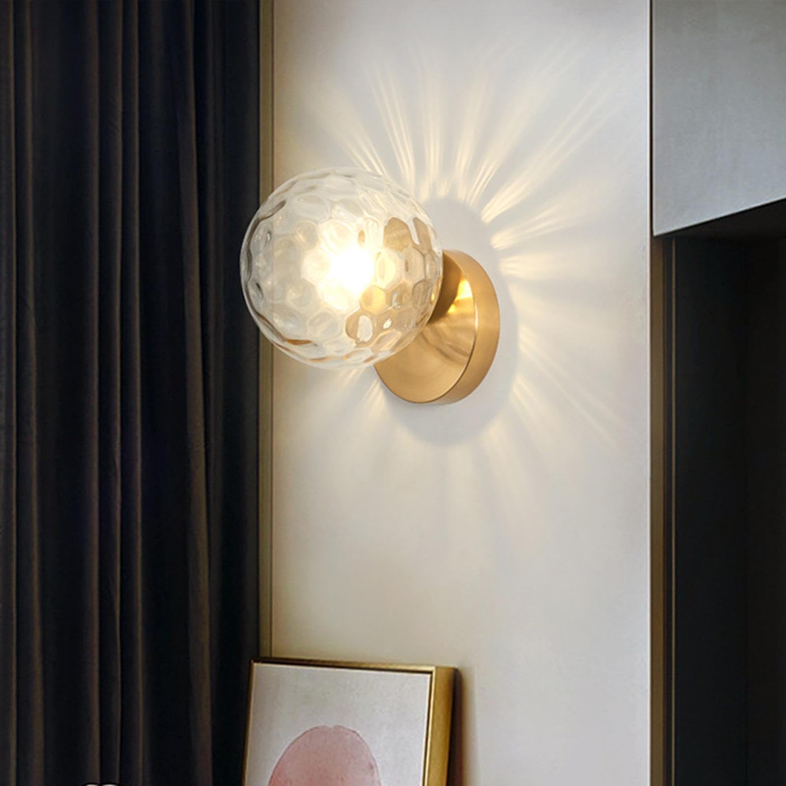 Aplique de Pared LED, Estilo Nórdico, para Dormitorio, Sala de Estar de Pared de Cristal, Iluminación Interior con Interruptor de Cadena para, Estilo b, Individual