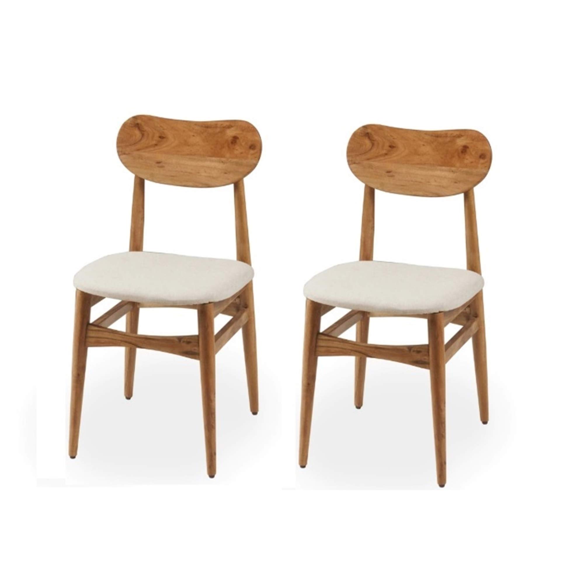 Ganpati Arts Sheesham Wood Oval Study Dining Chair Set of 2 Desk Chair with Cushion for Living Room Wooden Furniture for Home Office (Natural Finish) 1 Year Warranty