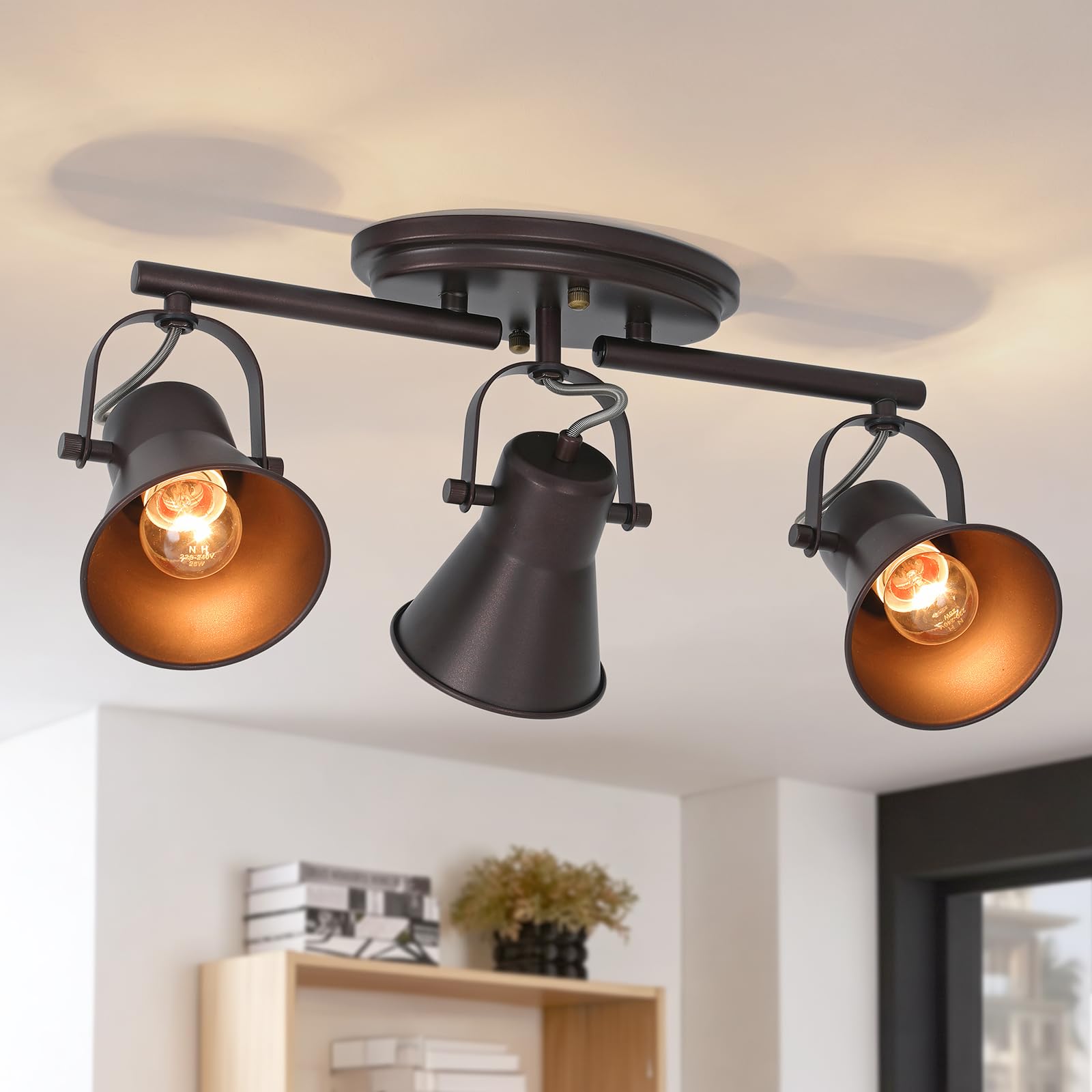 3-Light Track Lighting Fixtures Ceiling,Oil Bronze,Ceiling Spotlights