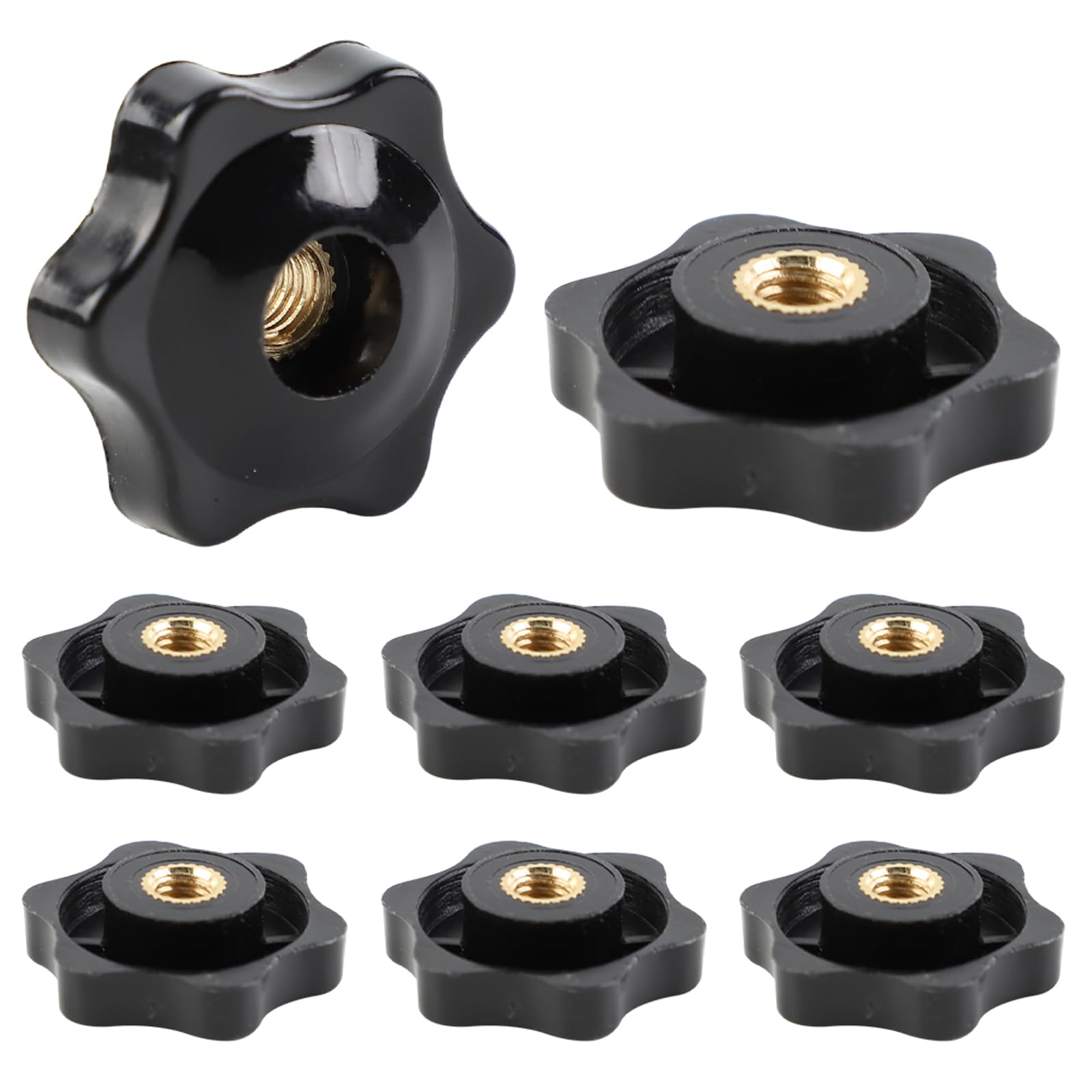 FYting M6 Star Knobs,8 PCS Female Knob Screws M6 Clamping Screw knob Threaded Female Star Black Plastic Clamp Nut Clamping for Machinery Equipment Industrial Equipment